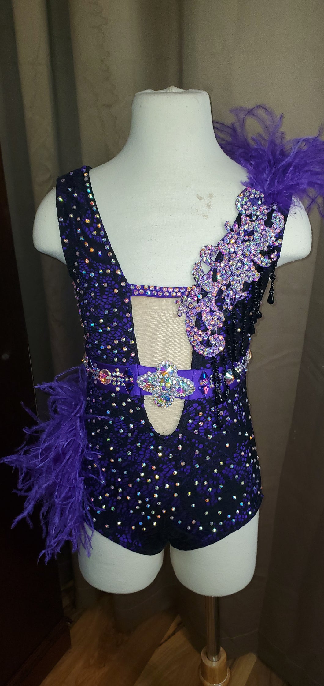 Deep Purple & BLack Lace 1 piece YL